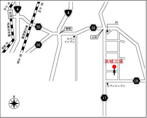 茨城工場へのMAP