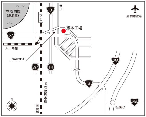 熊本工場へのMAP