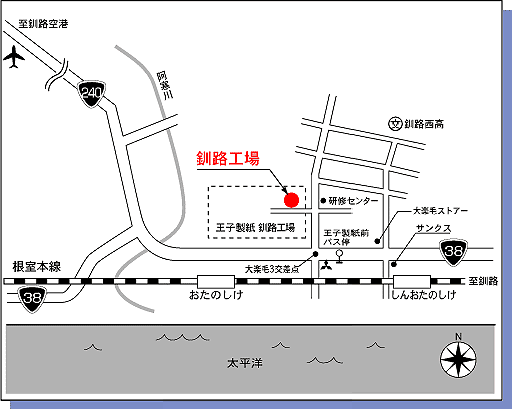 釧路工場へのMAP