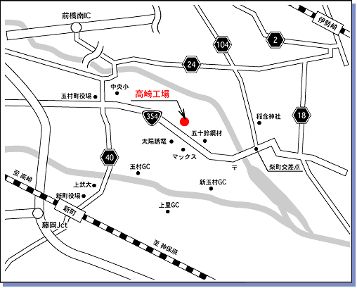 高崎工場へのMAP