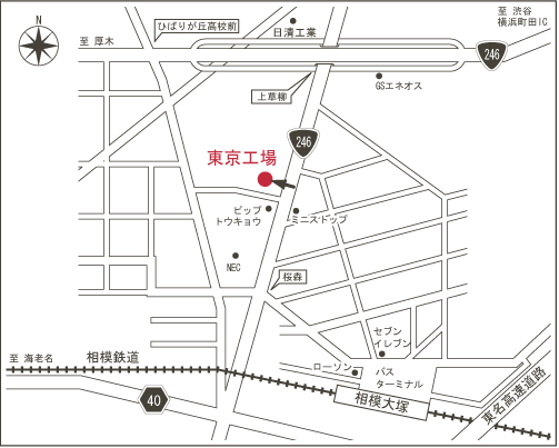 東京工場へのMAP