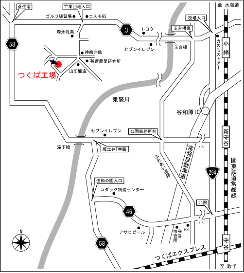 つくば工場へのMAP